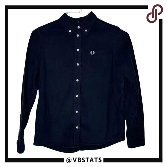 Fred Perry Midnight Navy Long Sleeve Women's Shirt in Size 6. - Picture 1 of 7